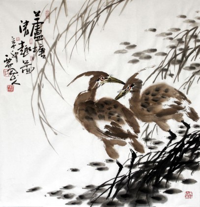 【已售】西蜀山人四尺斗方《芦塘清趣图》