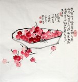 【已售】李明成三尺斗方果蔬樱桃画