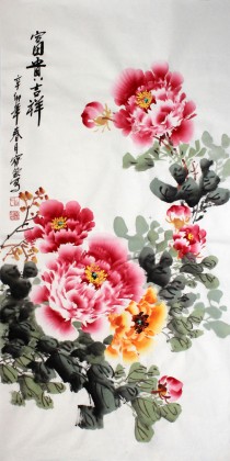 【已售】牡丹画名家王宝钦三尺《富贵吉祥》裱轴（询价）