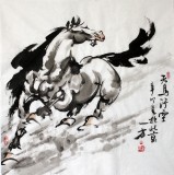 【已售】一方四尺斗方奔马图《天马行空》
