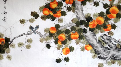 【已售】凌雪小八尺风水吉利花鸟画《事事如意》