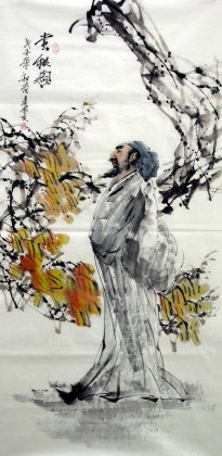 【已售】四尺写意人物画《赏秋图》