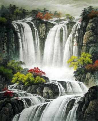 【已售】六尺斗方精品山水画《泉源广长》