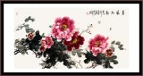 【已售】王芳三尺牡丹画《春风红艳》