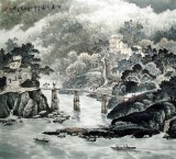 【已售】六尺斗方山水画《古寨之晨 》