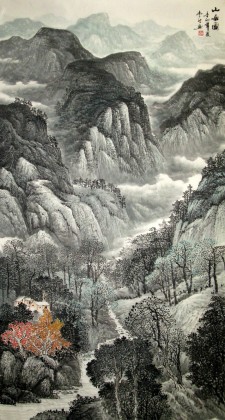 【已售】六尺国画山水《山居图》