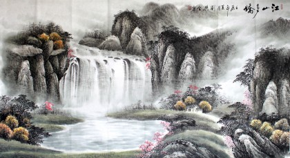【已售】桂林美协刘兴全六尺聚宝盆《江山多娇》 》
