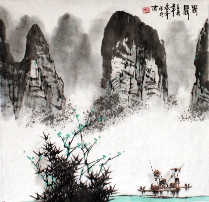 【已售】张春奇三尺斗方作品《春雨》徐悲鸿纪念馆艺术中心理事