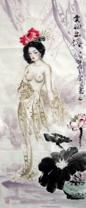 【已售】四尺名家仕女图《贵妃出浴》