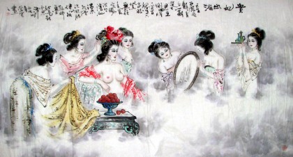 【已售】北京【已售】六尺名家仕女图《贵妃出浴》