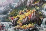【已售】朝鲜二级画家恩姬《金刚山的秋天》