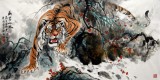 【已售】精品四尺写意虎《威震山林》