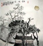 【已售】黄云鸿精品三尺斗方山水《静夜思》
