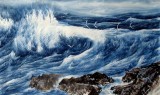领导办公室精品六尺海画《洪波万里》