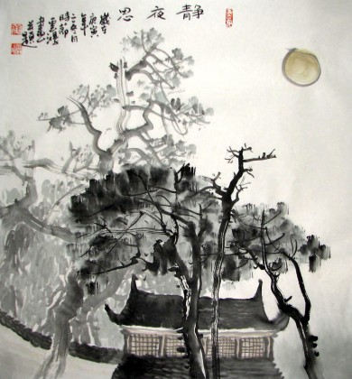 【已售】黄云鸿精品三尺斗方山水《静夜思》