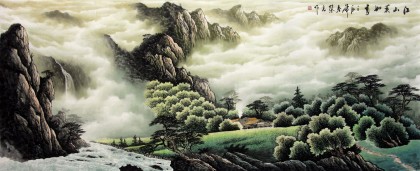 【已售】小八尺山水国画《江山美如画》
