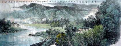 【已售】办公室装饰小六尺山水《春山叠翠》