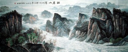 【已售】小八尺家居风水画《壮丽山河》