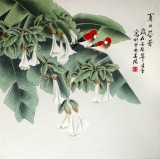【已售】凌雪斗方工笔花鸟《夏日芬芳》