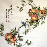 【已售】凌雪四尺斗方花鸟画《喜乐多福》