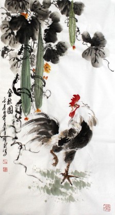 【已售】王宝钦精品三尺雄鸡《金秋图》（询价）