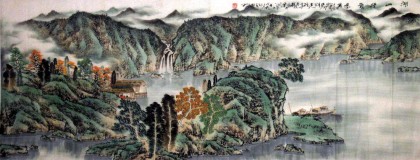 【已售】六尺山水画《湖山清韵图》