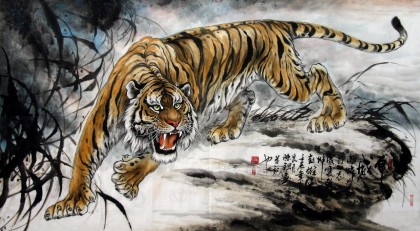 【已售】精品六尺镇山虎《虎威图》