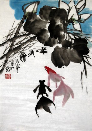 【已售】张春奇风水画《年年有余图》