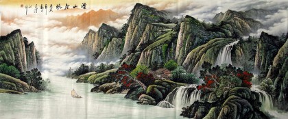 【已售】八尺国画山水《溪山春晓》