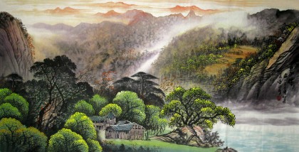 【已售】四尺山水画《晨曦》