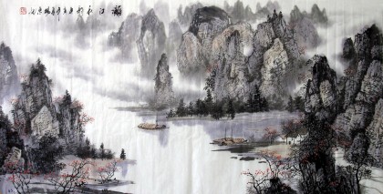 【已售】四尺漓江山水画《漓江秋韵》