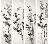 【已售】画竹名家戚明四尺水墨竹子条屏