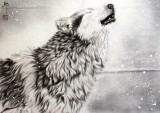 【已售】王贵邱精品国画狼《月夜》