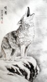 【已售】王贵邱四尺国画狼《啸月》
