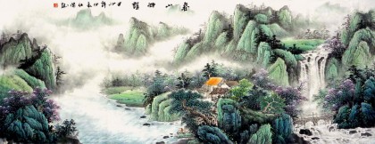 【已售】精品客厅诗意小六尺山水《春山神韵》