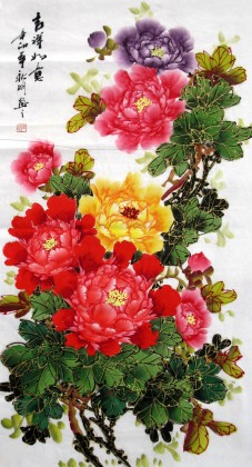 【已售】三尺牡丹图《吉祥如意》