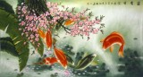 【已售】何怡六尺工笔吉祥九鱼图《富贵有鱼》