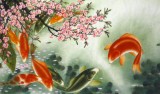 【已售】何怡六尺工笔吉祥九鱼图《富贵有鱼》