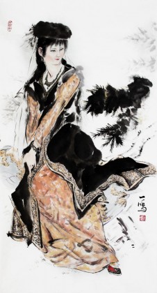 【已售】辽宁美协王一鸣三尺人物画《舞者》