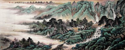 【已售】精品客厅小八尺山水画《春水流香》