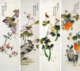 【已售】凌雪精品花鸟四条屏