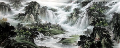 【已售】小八尺国画山水《山中一夜雨》