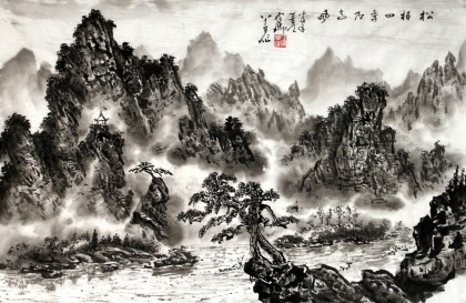 【已售】蒲家瑞四尺三开《松柏四季乃高风》