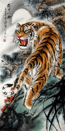 【已售】四尺国画上山虎《威风八面》