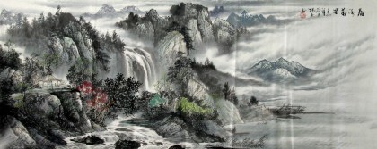 【已售】小六尺山水画《春涛万里》