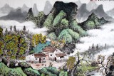 【已售】宁良成四尺山水《邨前一水绕农家》