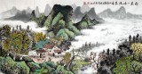 【已售】宁良成四尺山水《邨前一水绕农家》