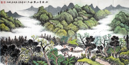 【已售】宁良成四尺山水画《雨后青山碧如玉》