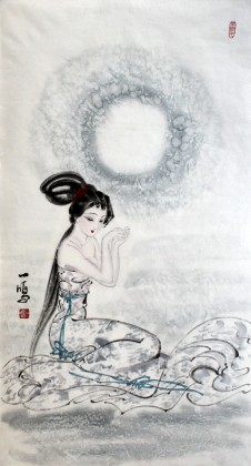 【已售】王一鸣三尺精品国画仕女图