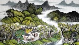 【已售】宁良成四尺山水画《水绿山青春日长》